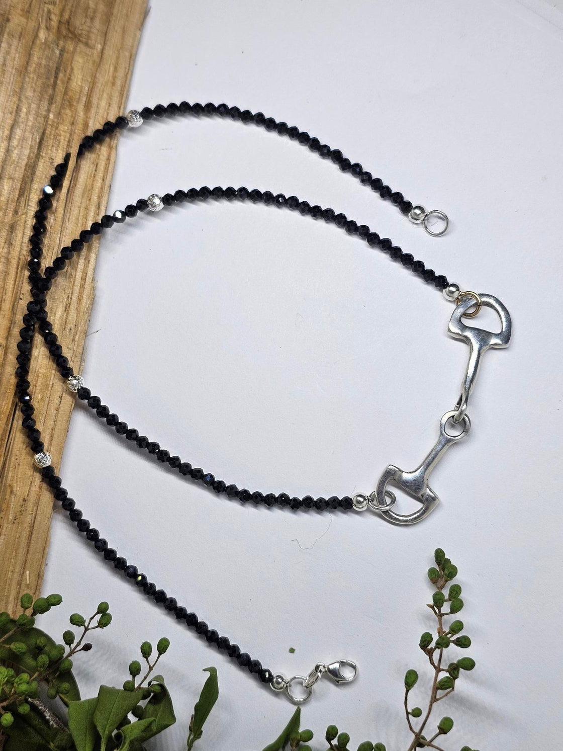 Snaffle Bit and Spinel Bead Necklace