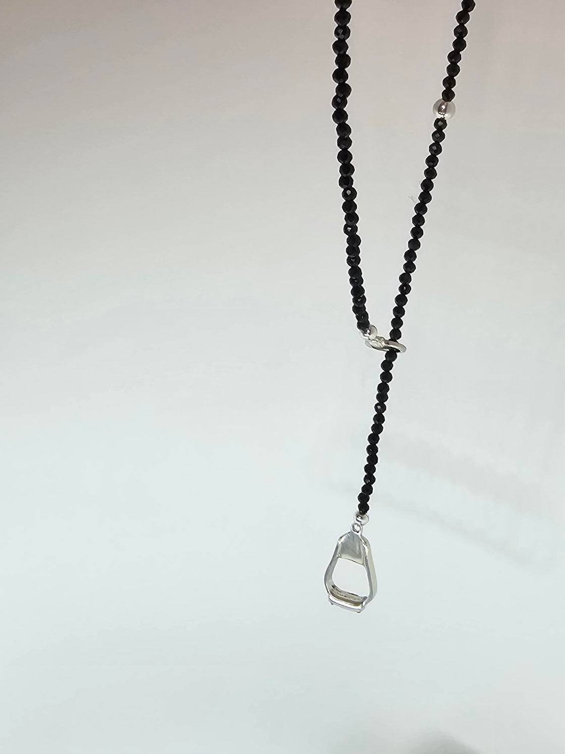 Western Stirrup Y Necklace with Black Spinel Beads