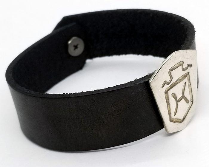 Breed Logo Slide on Leather Cuff Bracelet - Tempi Design Studio