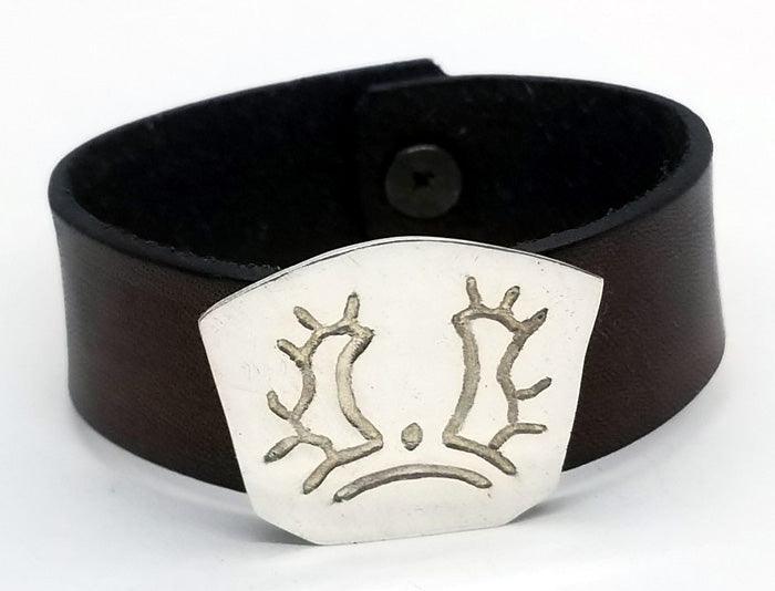 Breed Logo Slide on Leather Cuff Bracelet - Tempi Design Studio