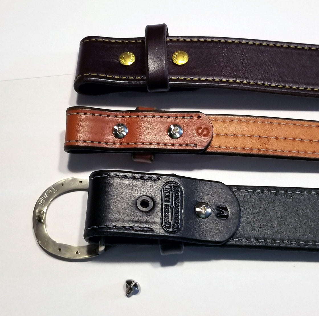 Bridle Leather Belts with stitching 1.25 inch width - Tempi Design Studio